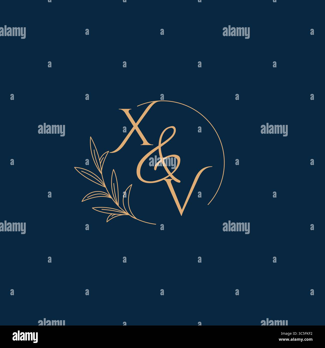 XV Initial Wedding Monogram Logo with Minimalistic Style vector graphic Stock Vector