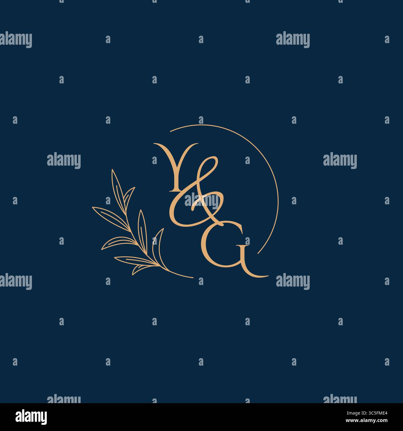 YG Initial Wedding Monogram Logo with Minimalistic Style vector graphic Stock Vector