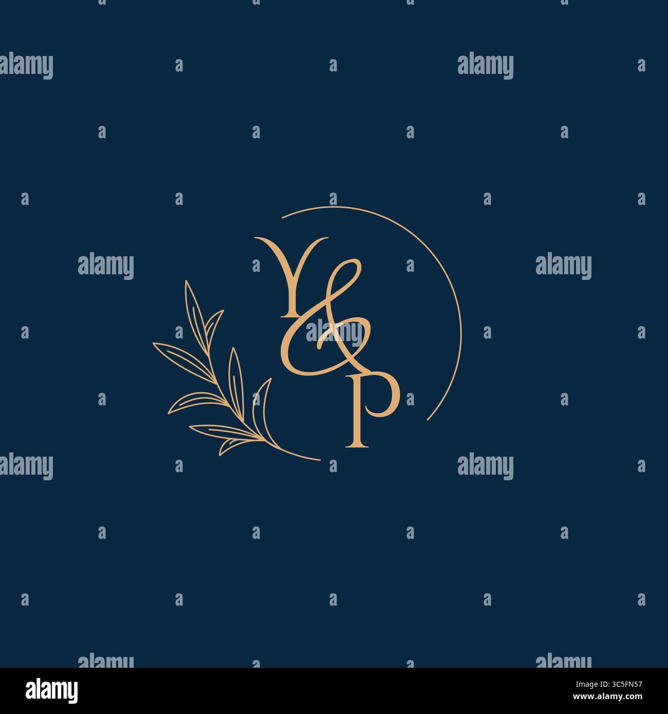 YP Initial Wedding Monogram Logo with Minimalistic Style vector graphic Stock Vector