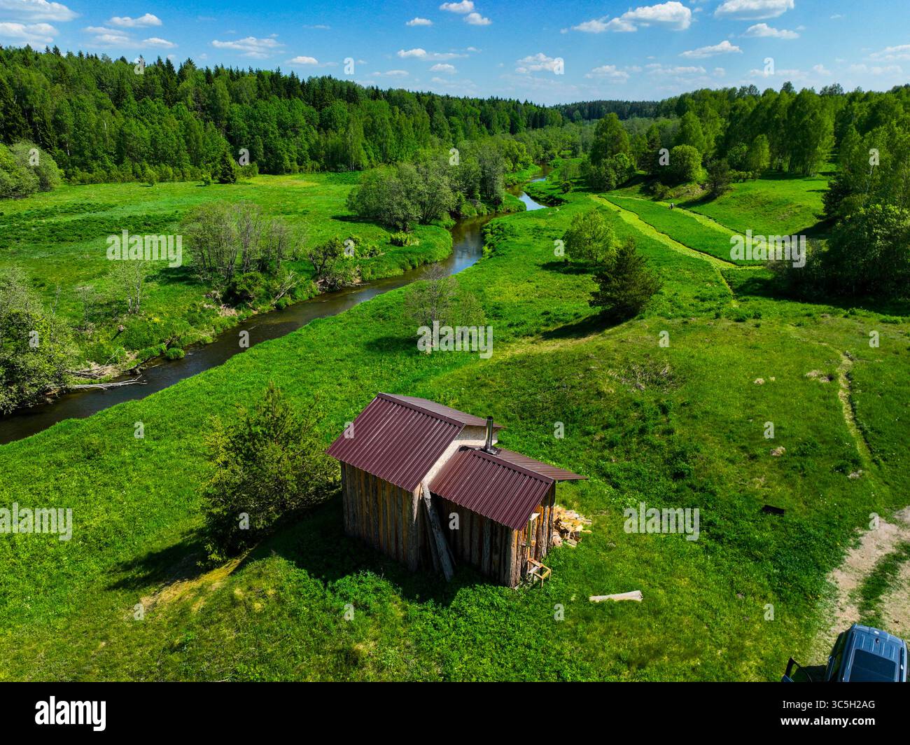 Aerial view shows lush forests hi-res stock photography and images - Alamy