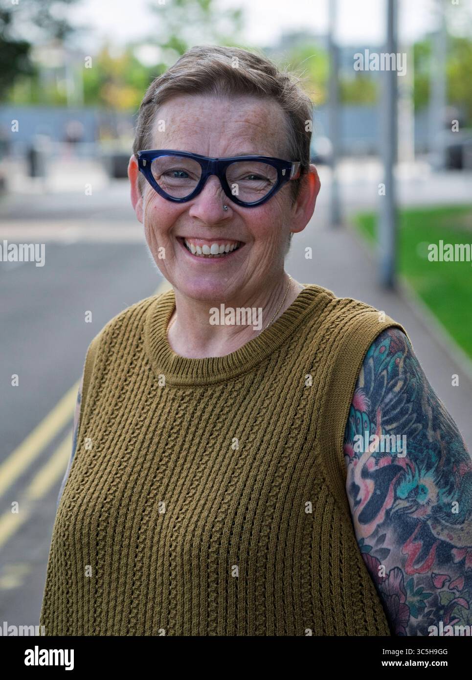 Jo Phoenix who won Employment Tribunal against The open University for her gender critical views at Employment tribunal in Dundee, Scotland, UK Stock Photo