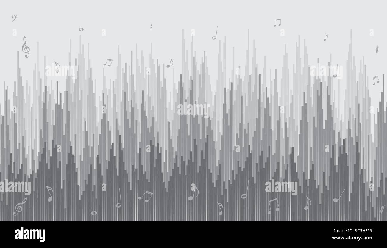A background with a sound scale and notes. Stock Vector