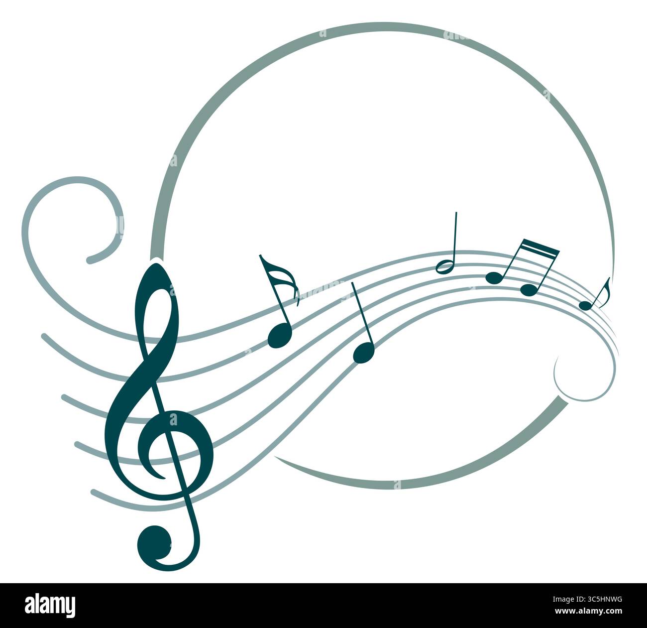 The stylized blue frame with music notes. Stock Vector