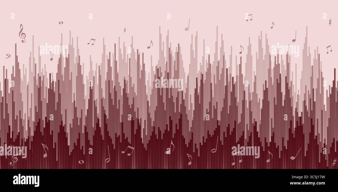 A background with a sound scale and notes. Stock Vector