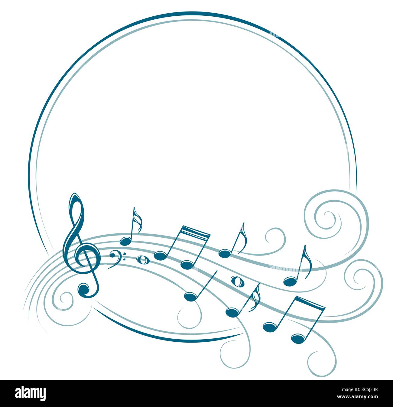 The stylized blue frame with music notes. Stock Vector