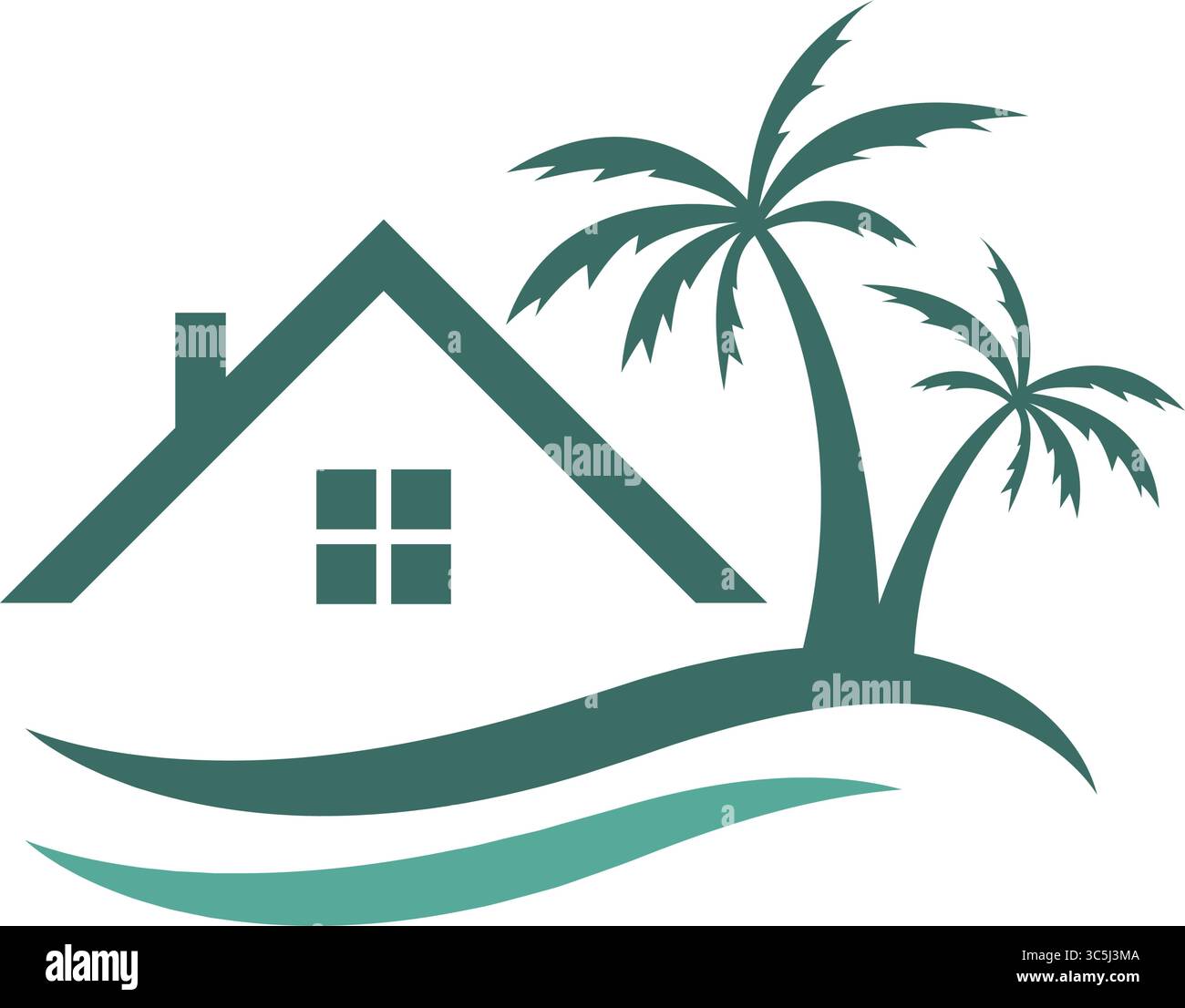 Summer beach logo design illustration Stock Vector