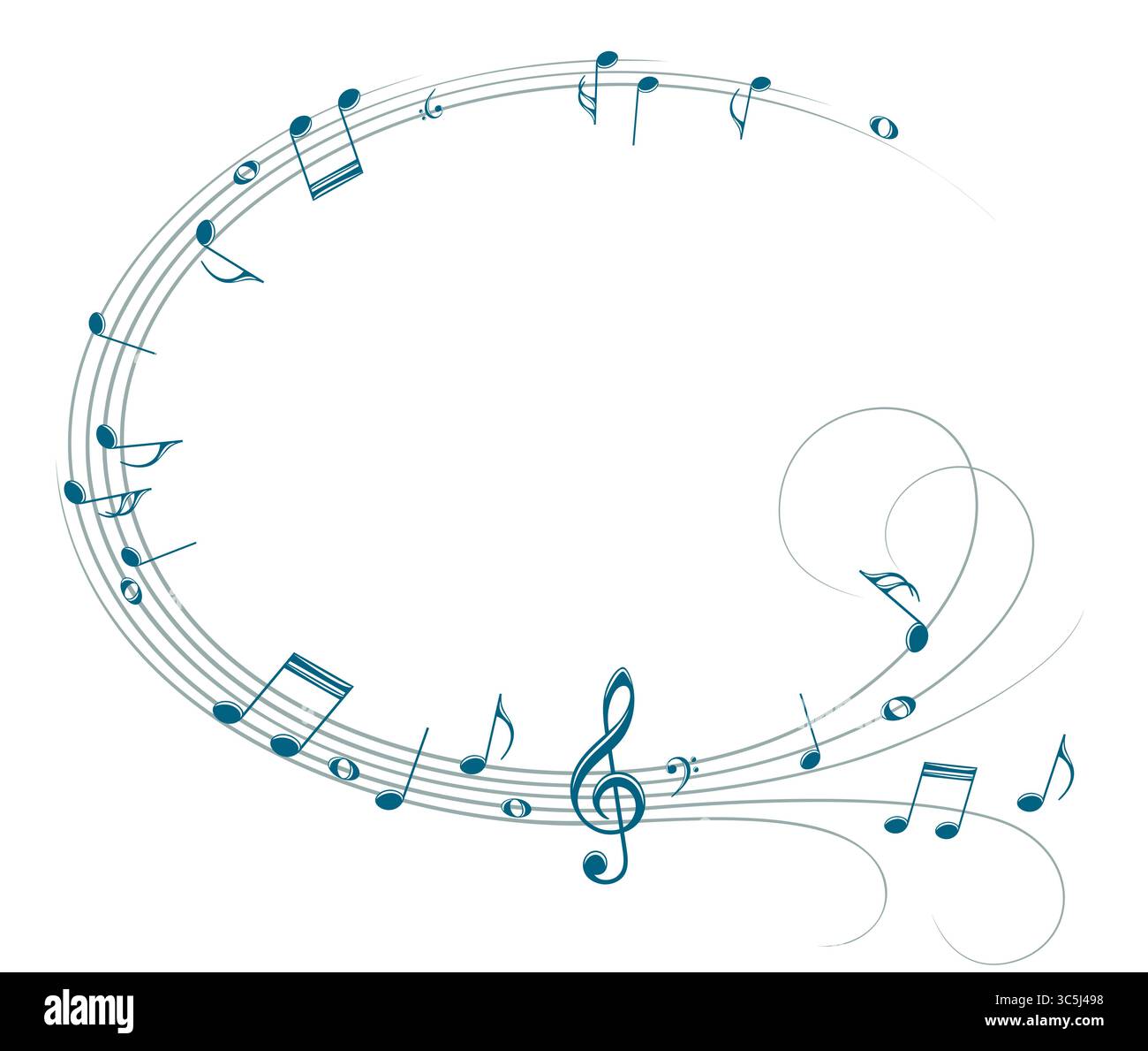 The stylized blue frame with music notes. Stock Vector