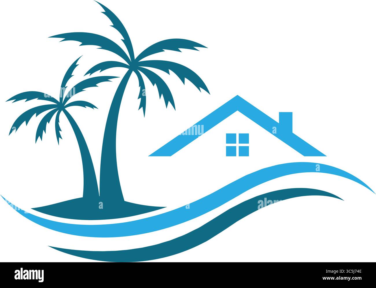 Summer beach logo design illustration Stock Vector