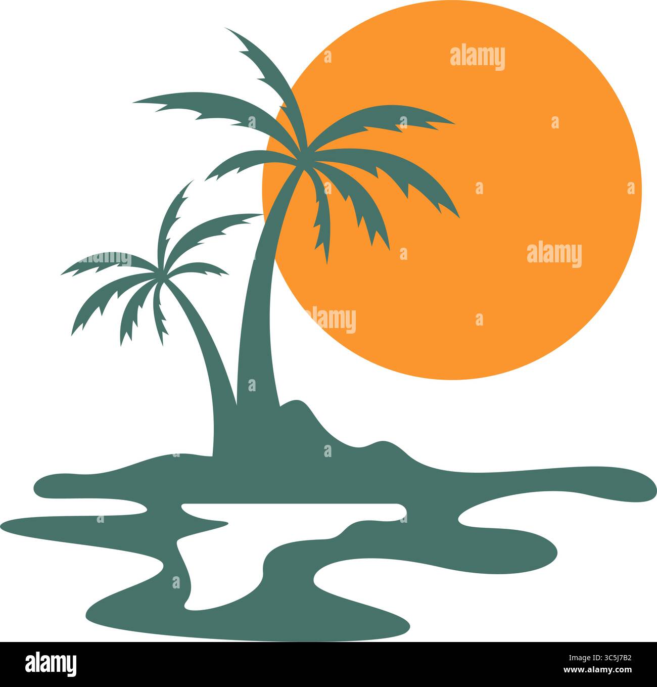Summer beach logo design illustration Stock Vector