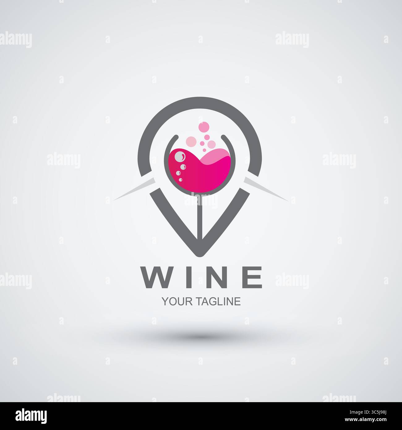 Wine pin location logo flat icon illustration vector template Stock Vector