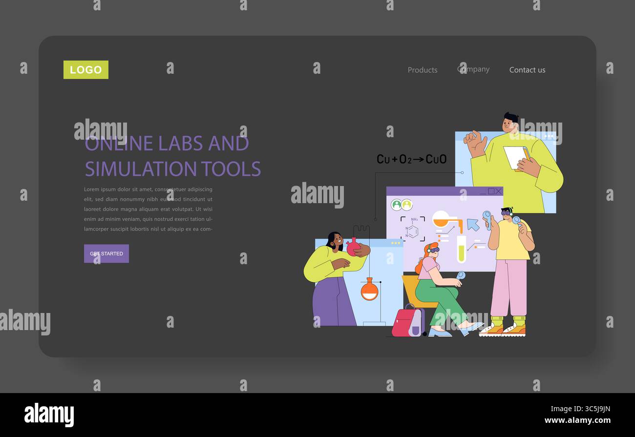 Vector illustration featuring animated characters engaging in a virtual ...