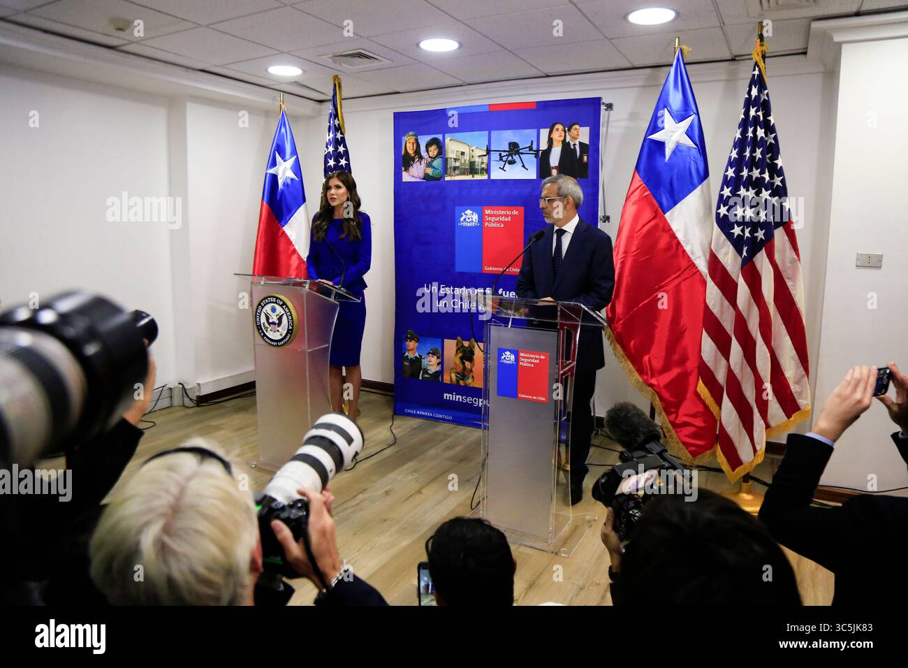 Bitmap Usa Program Santiago, Chile. 30th July, 2025. US Secretary of Homeland Security ...
