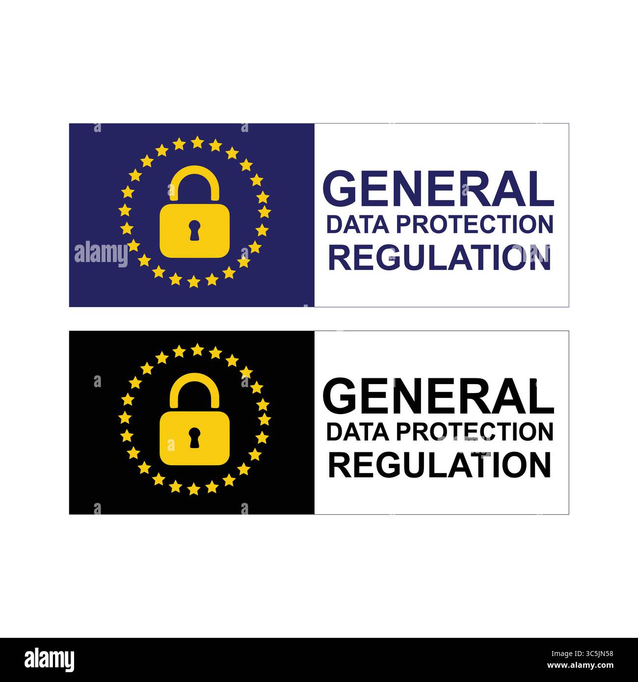 General Data Protection Regulation Labels for GDPR Compliance and Security Stock Vector