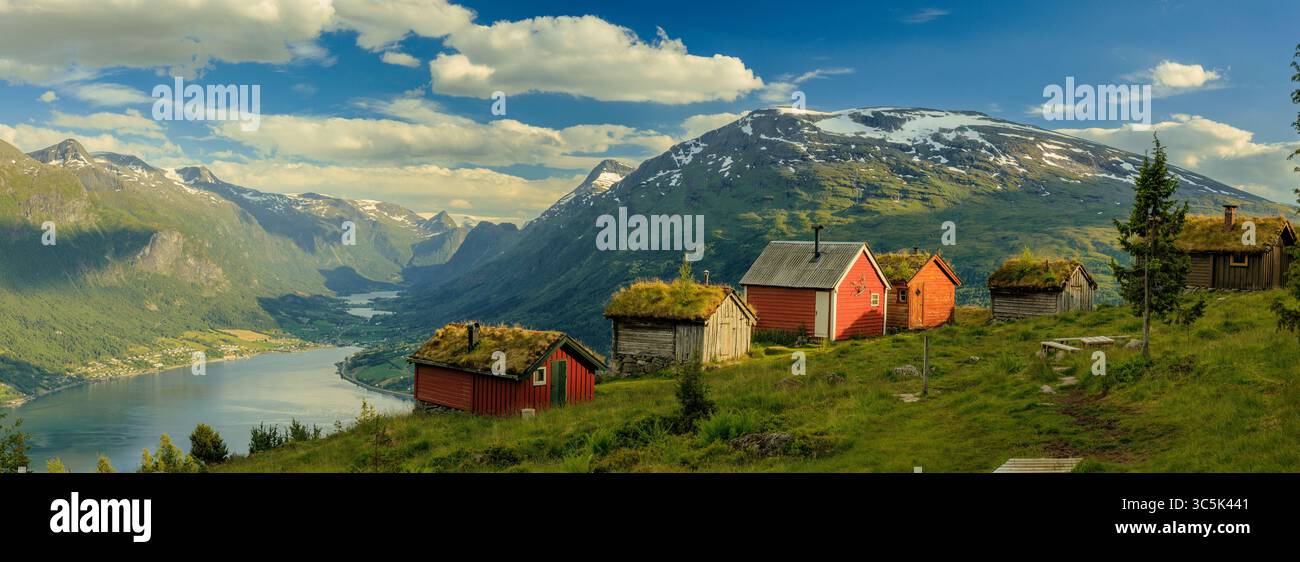 Visual Reference: Traditional Norwegian Huts With Grass Roofs At Rakssetra Offering