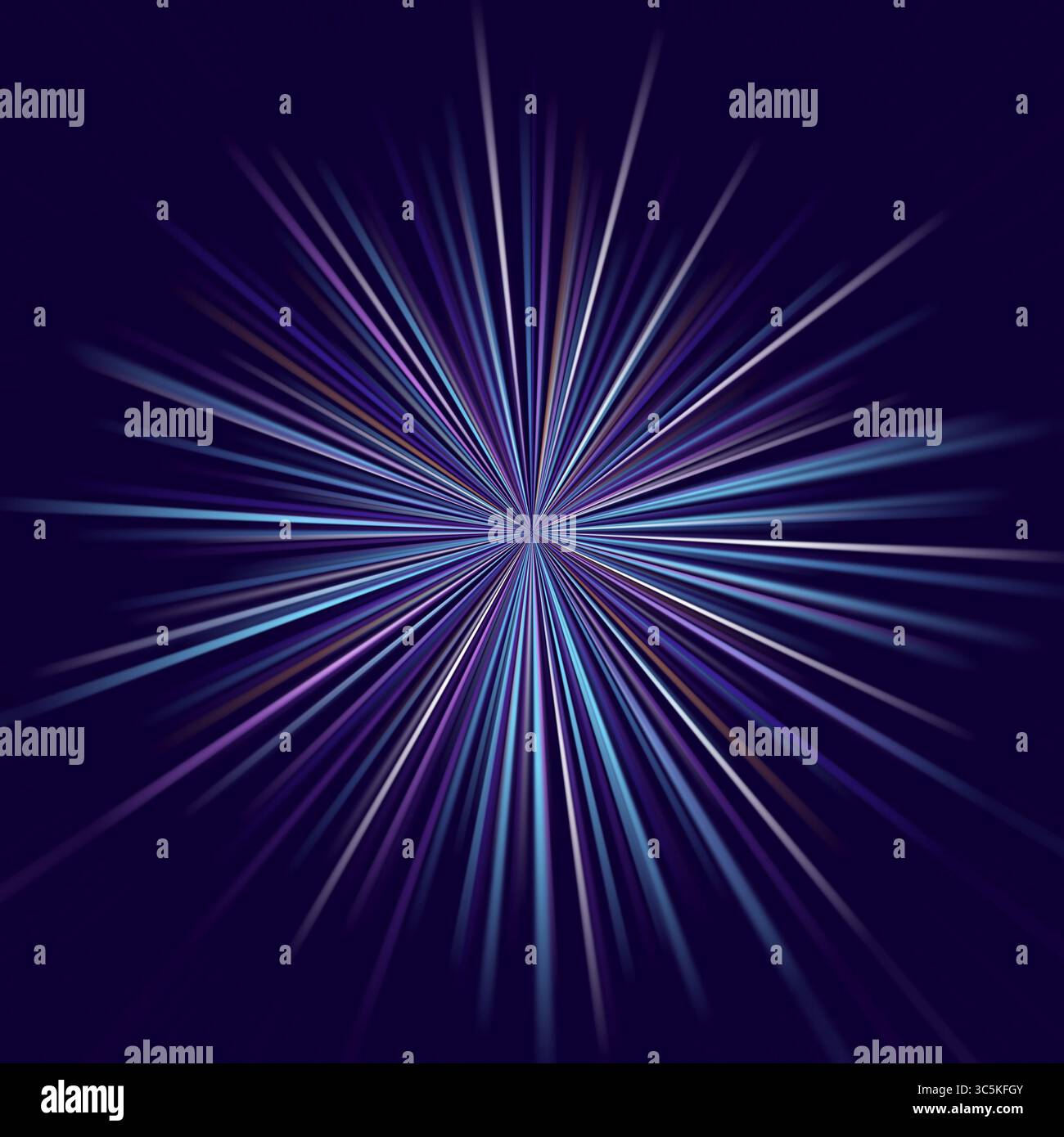 Abstract light rays radiating from a central point with a dark ...