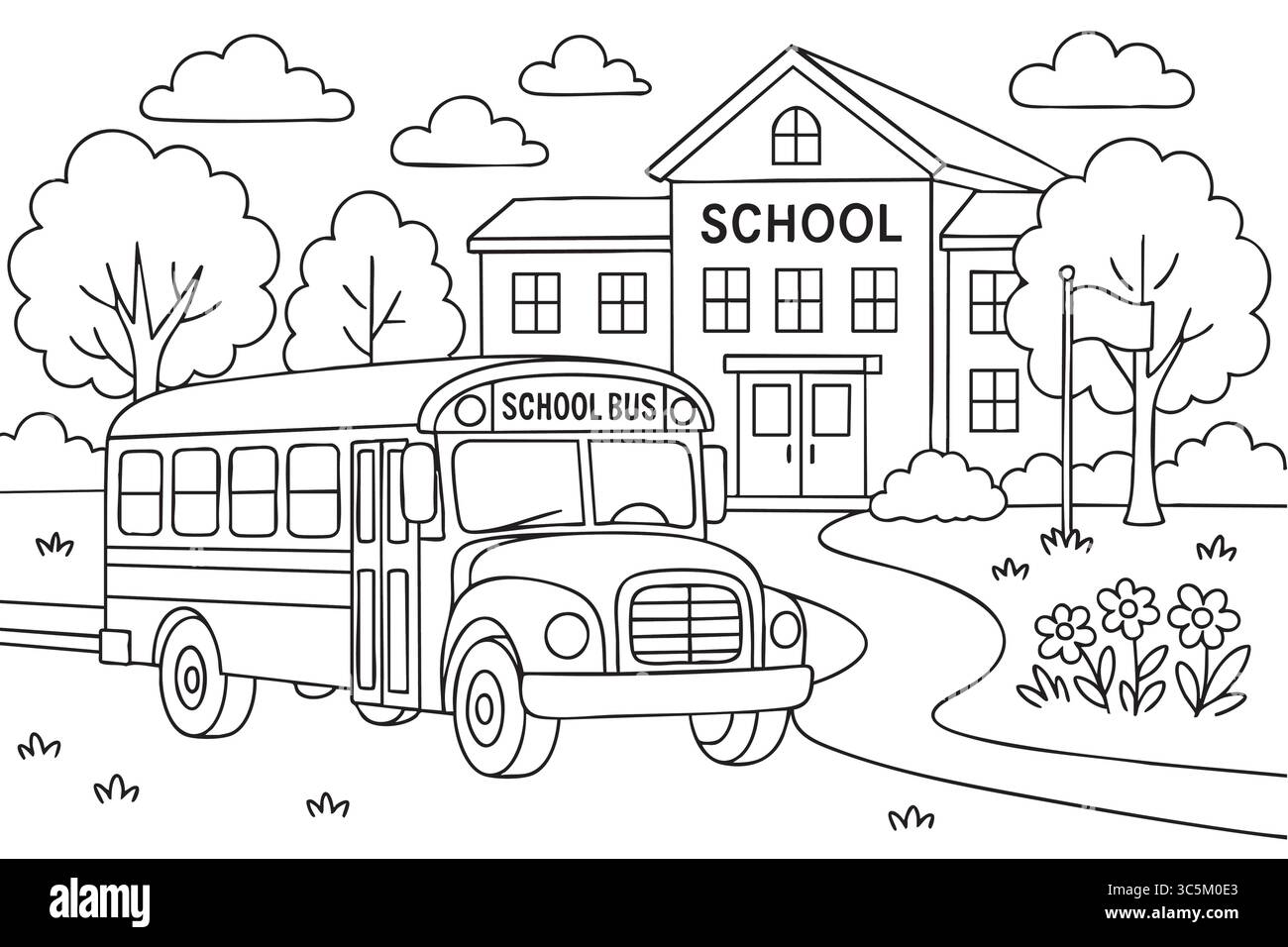 School bus coloring page for kids hi-res stock photography and images ...