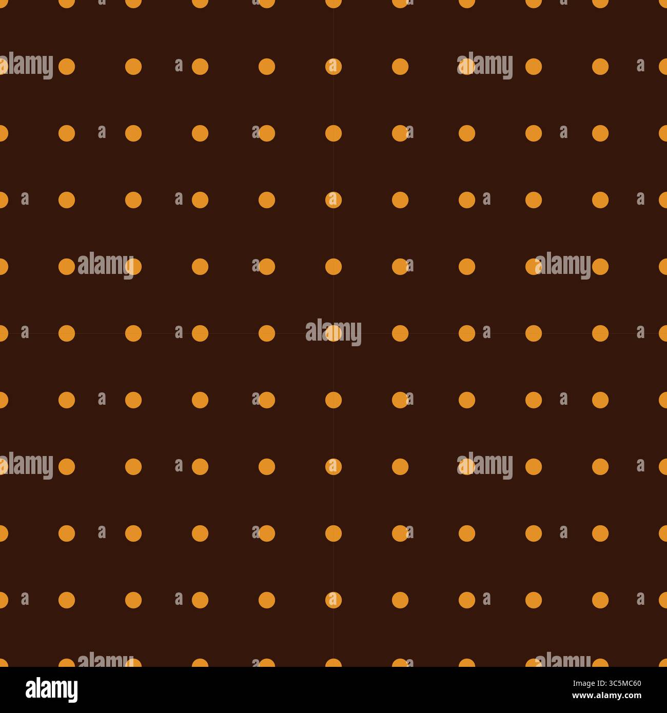 Abstract seamless pattern with gold polka dots on dark brown background. Stock Vector