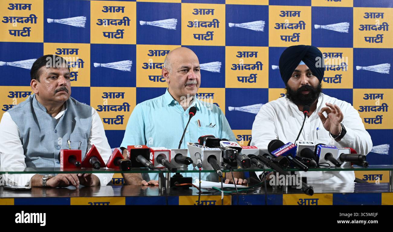 NEW DELHI, INDIA - JULY 29: Senior AAP Leader Manish Sisodia with Rajya ...