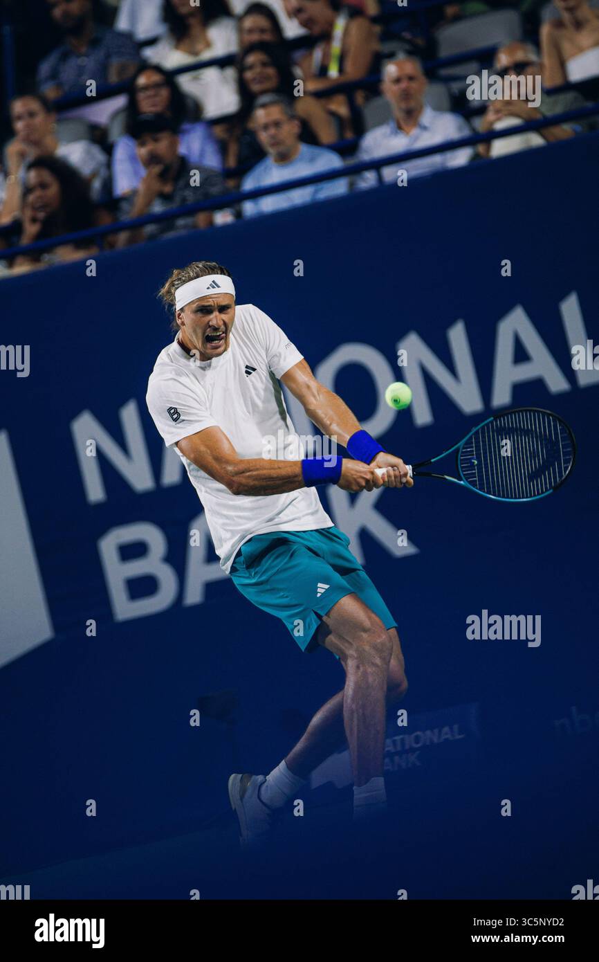 Toronto, Canada. 29th July, 2025. Toronto, Canada, Jul 29th 2025: Alexander Zverev (Germany) in action during round of 64 match between Alexander Zverev and Adam Walton on day 3 of the 2025 National Bank Open Toronto at Sobeys Stadium in Toronto, Canada (NO COMMERCIAL USAGE). (Curtis Wong/SPP) Credit: SPP Sport Press Photo. /Alamy Live News Stock Photo