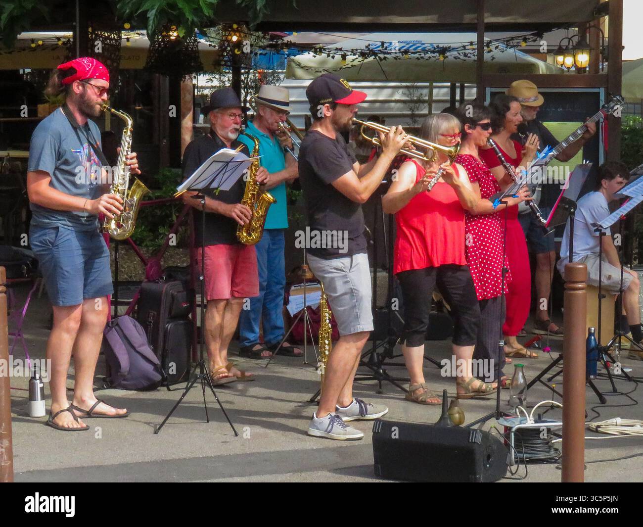 France, music group during a summer festival in the village of Prades (Pyrenees Stock Photo