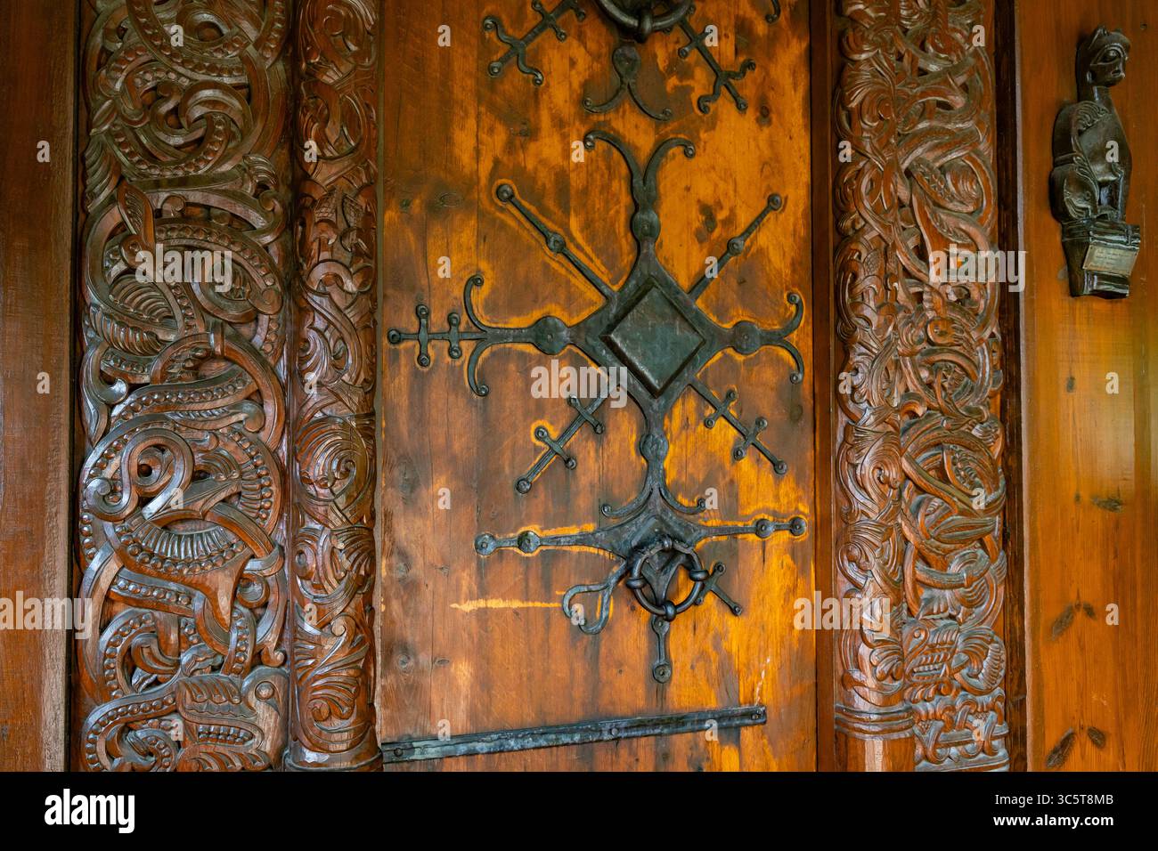 The interior of Minot's Gol Stave Church replica showcases intricate ...