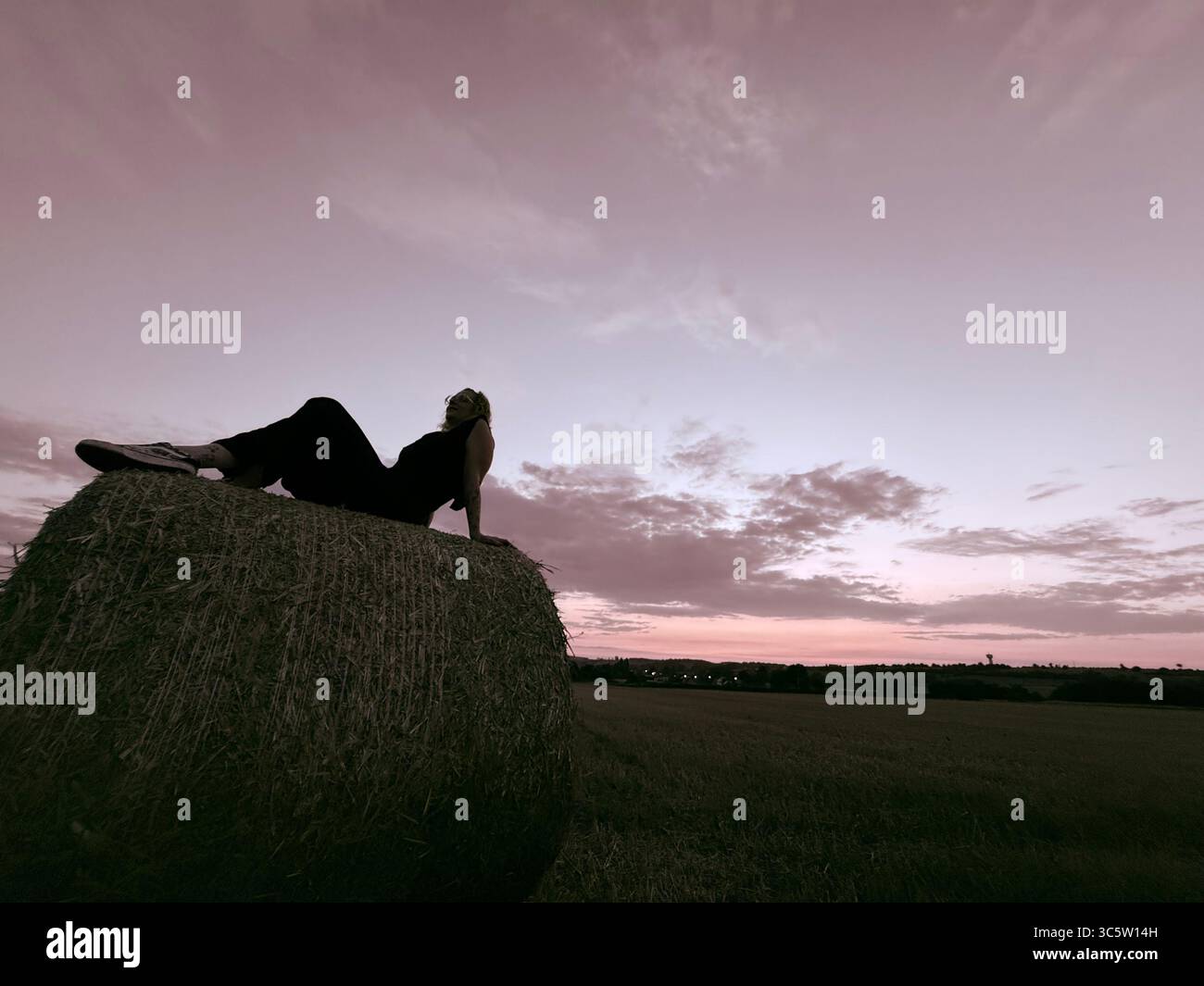 Moments of game with the bale of straw - Smartphone Captured Stock Image