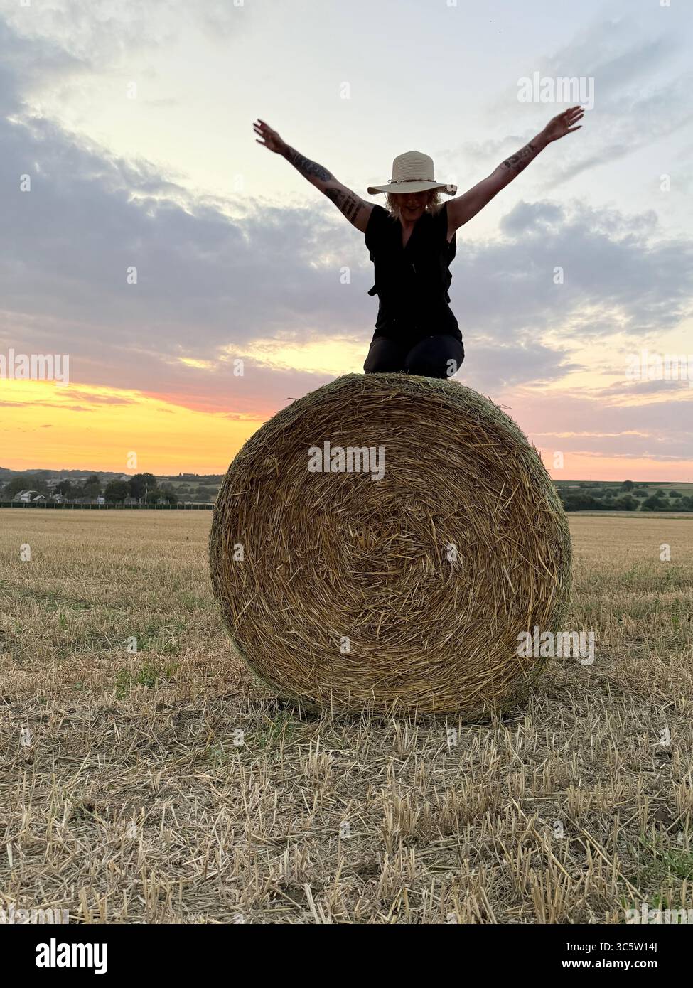 Moments of game with the bale of straw - Smartphone Captured Stock Image