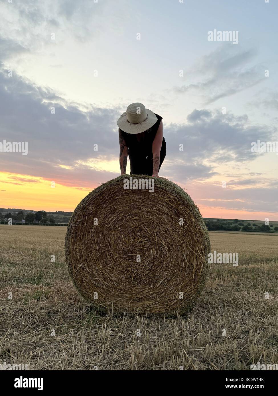 Moments of game with the bale of straw - Smartphone Captured Stock Image