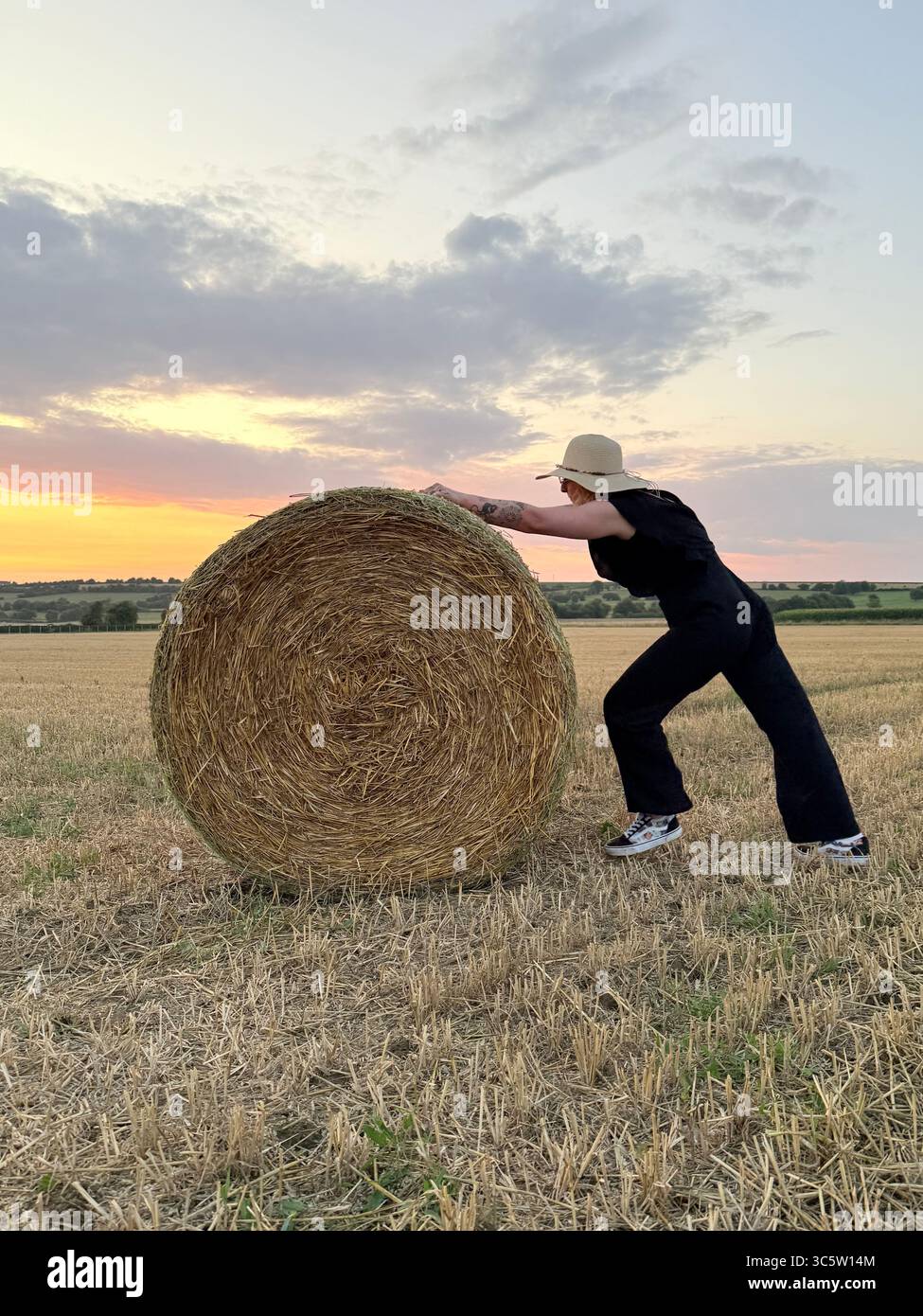 Moments of game with the bale of straw - Smartphone Captured Stock Image