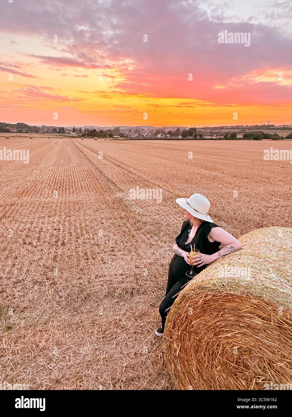 Moments of game with the bale of straw - Smartphone Captured Stock Image