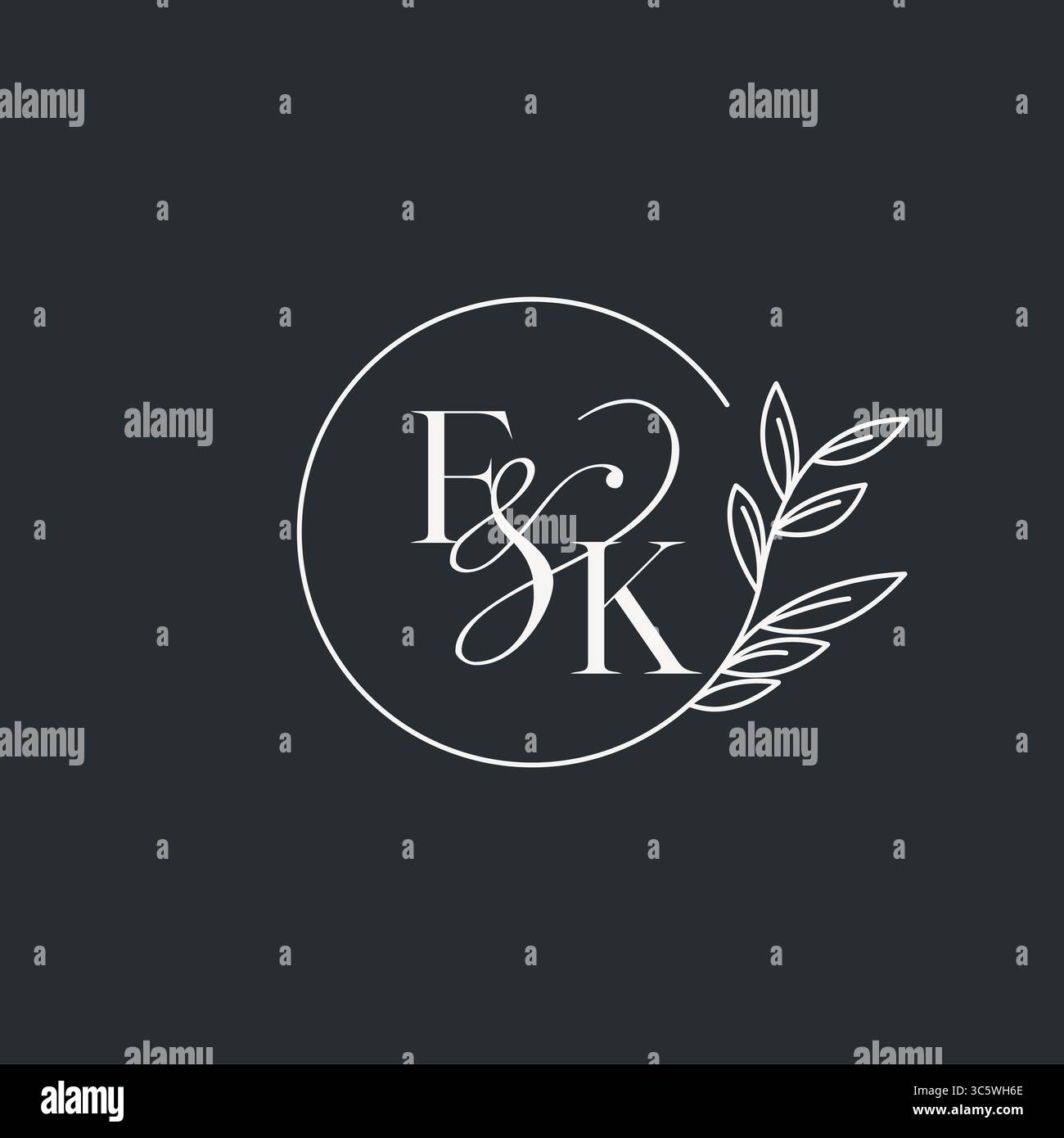 Wedding monogram initial FK design in an elegant and minimal style with ...