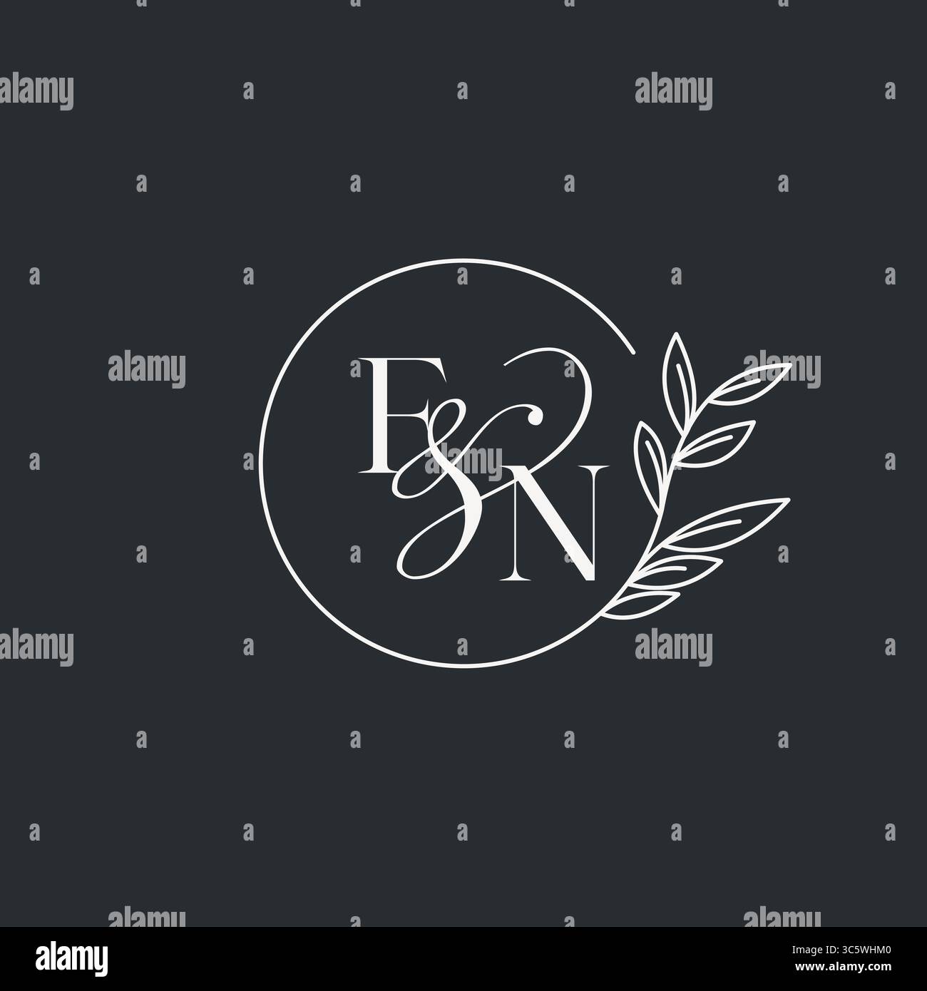 Initial Fn Wedding monogram initial FN design in an elegant and minimal style with ...