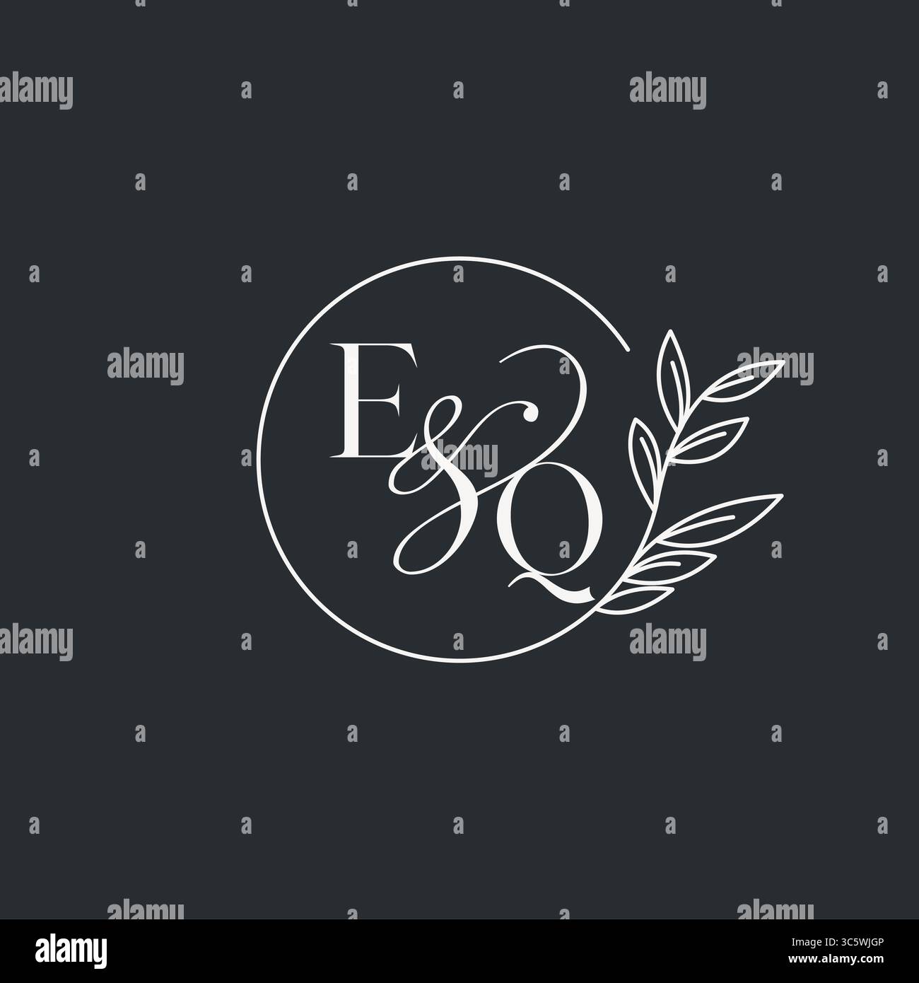 Wedding monogram initial EQ design in an elegant and minimal style with ...