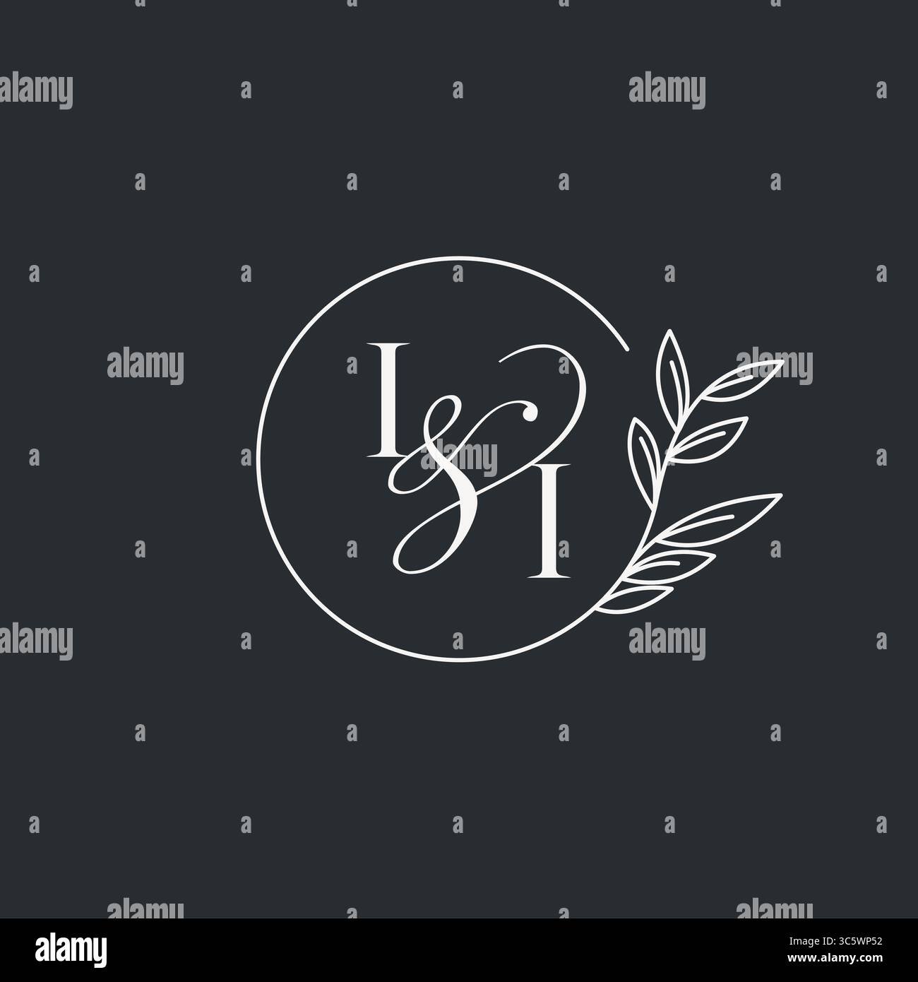 Wedding monogram initial II design in an elegant and minimal style with ...