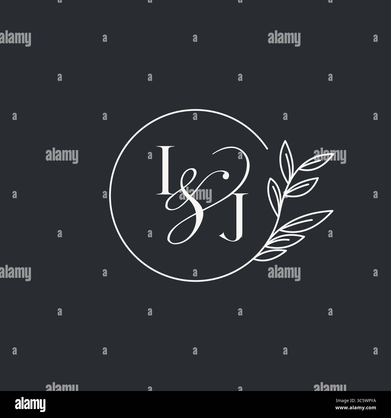 Wedding monogram initial IJ design in an elegant and minimal style with ...