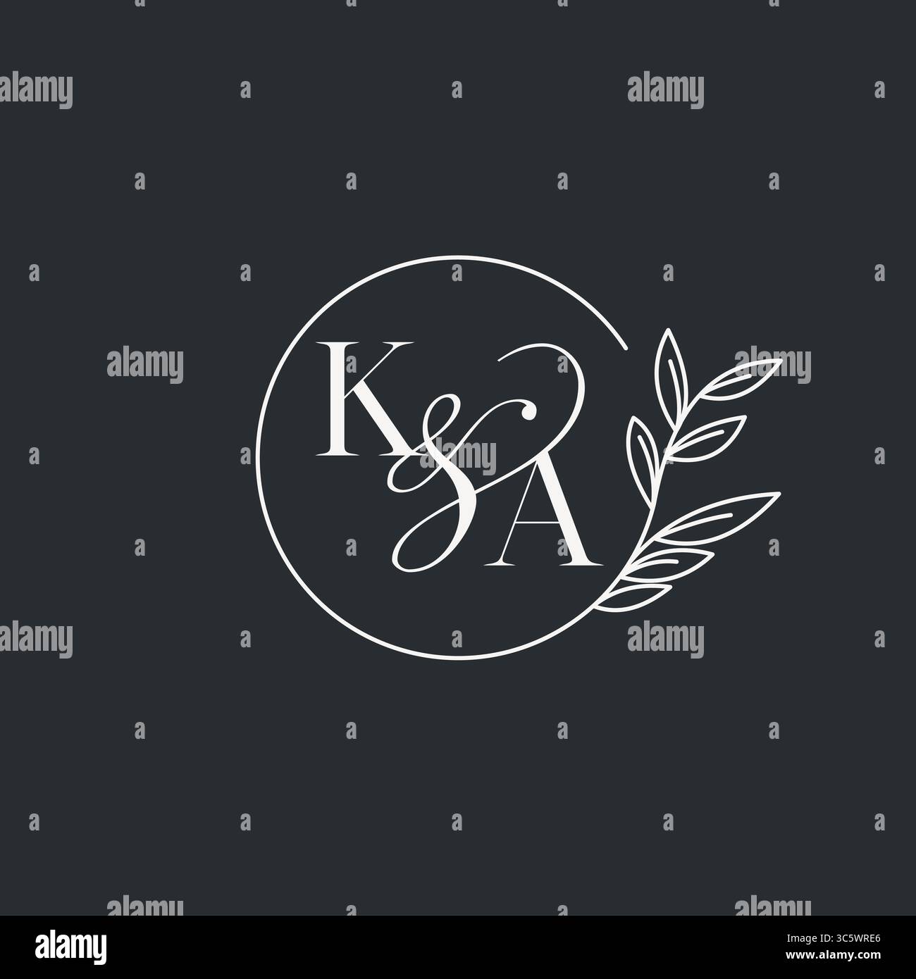 Wedding monogram initial KA design in an elegant and minimal style with ...
