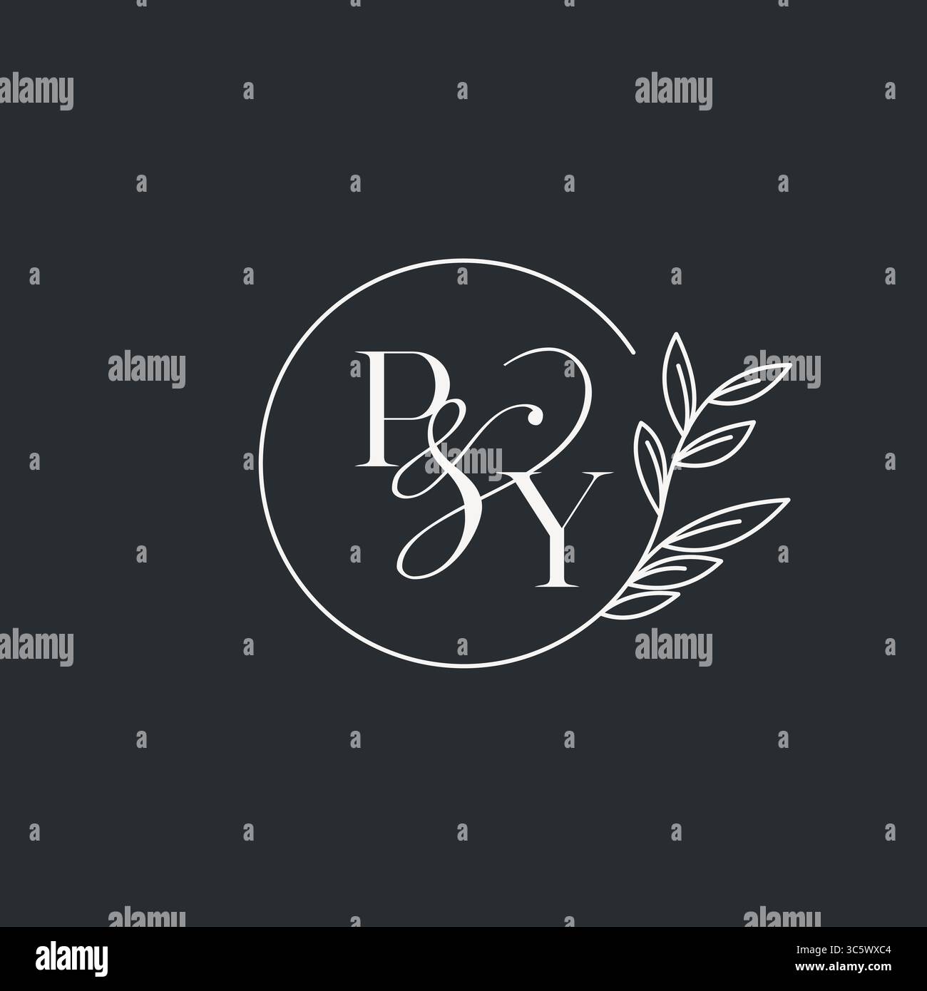 Wedding monogram initial PY design in an elegant and minimal style with ...