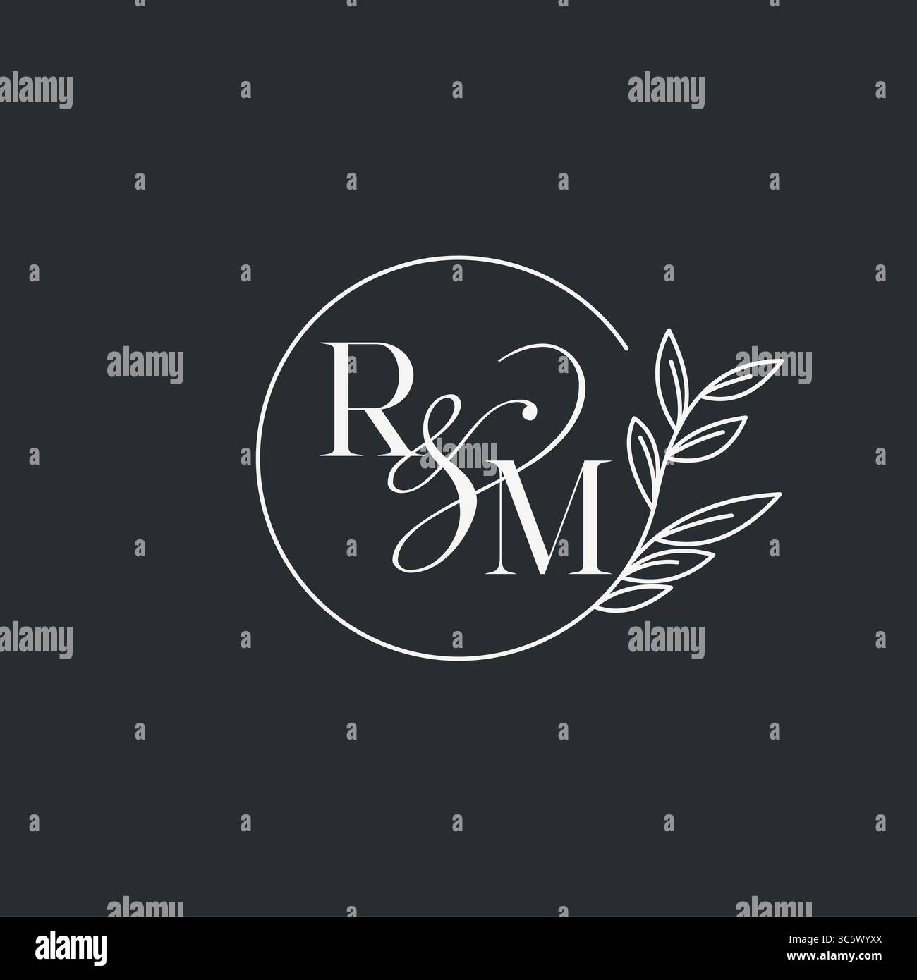 Wedding monogram initial RM design in an elegant and minimal style with ...