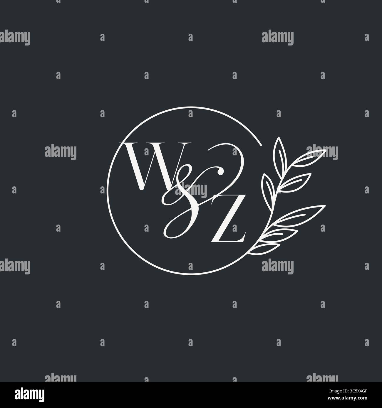 Wedding monogram initial WZ design in an elegant and minimal style with ...