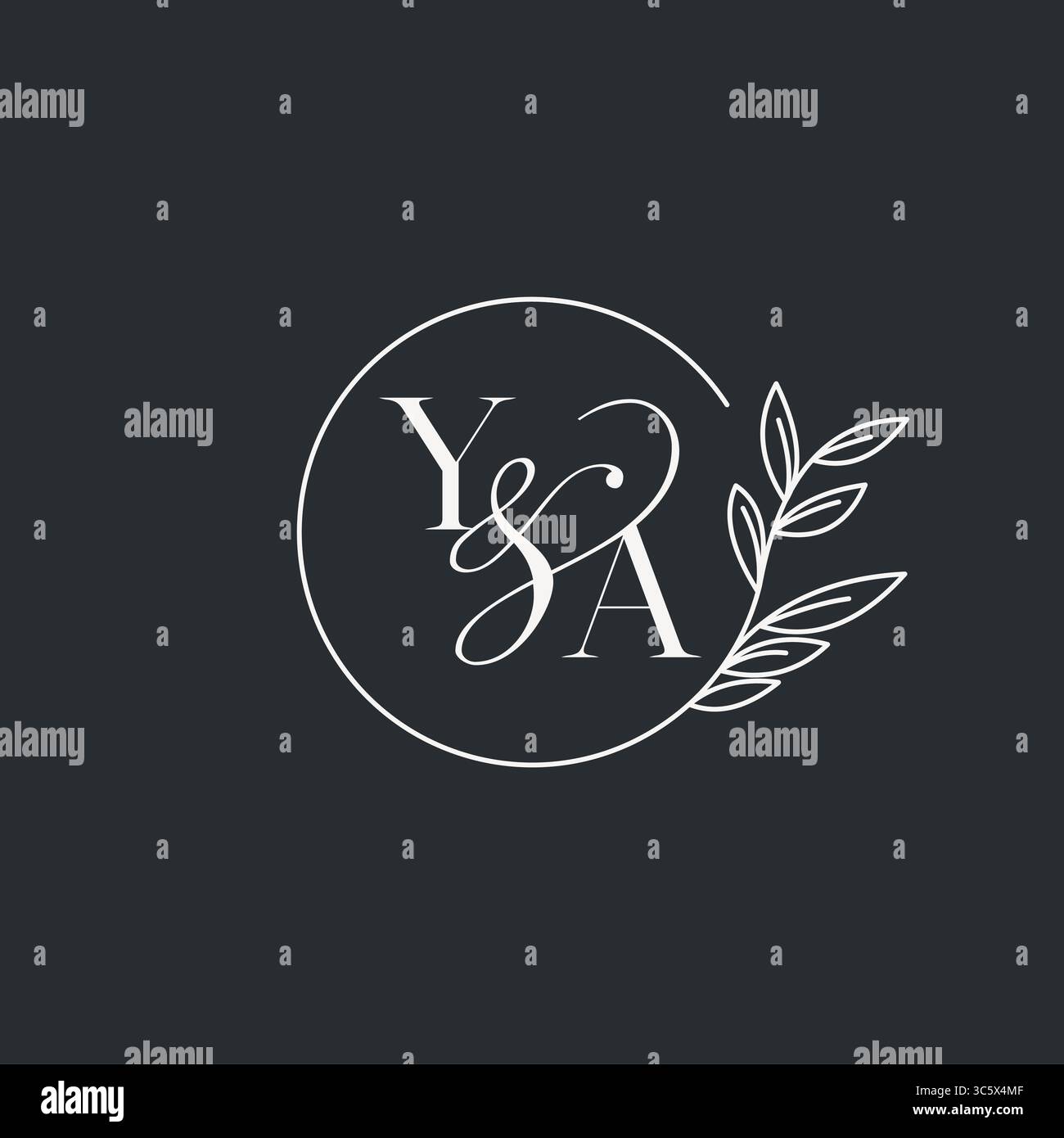 Wedding monogram initial YA design in an elegant and minimal style with ...