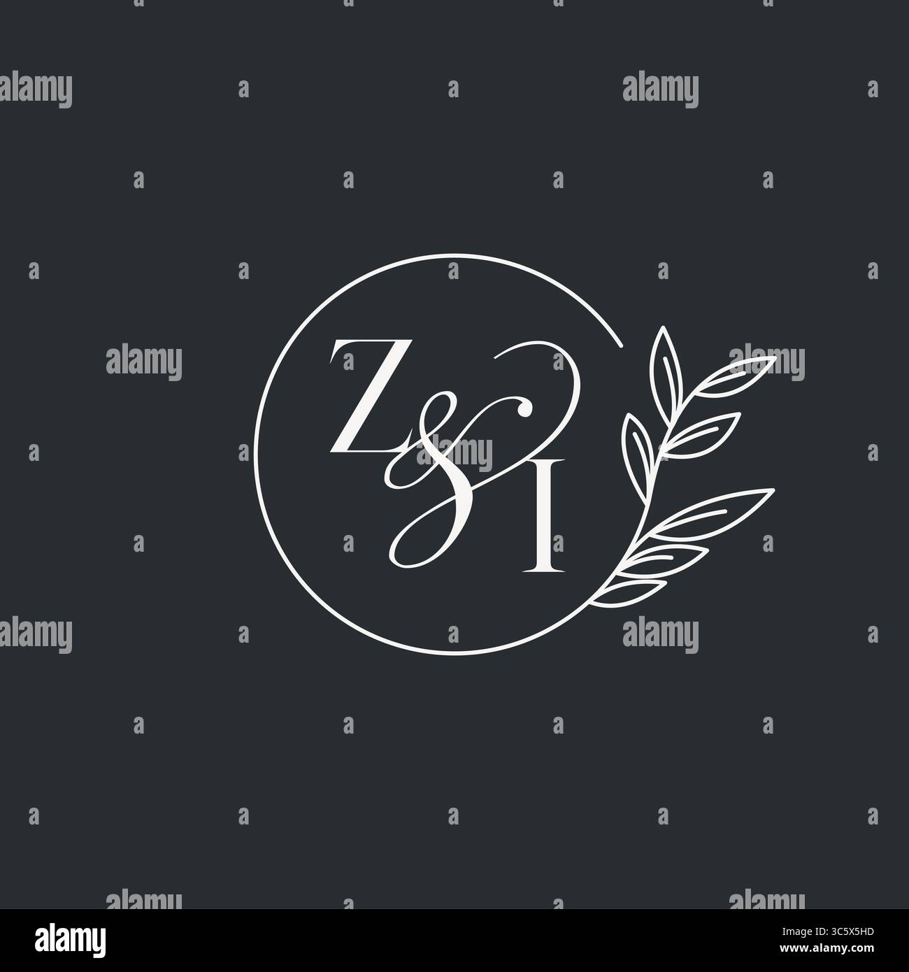 Wedding monogram initial ZI design in an elegant and minimal style with ...