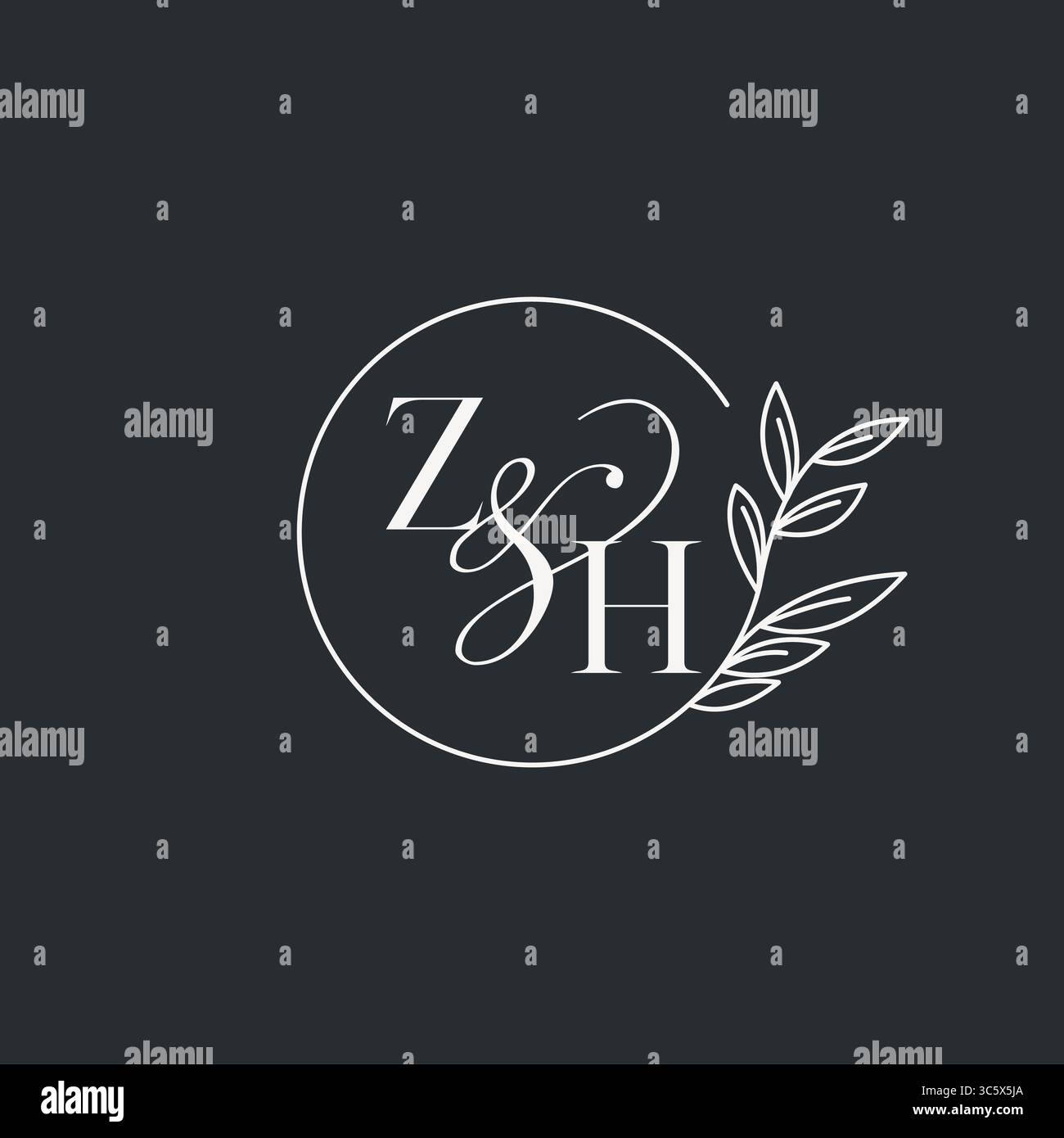 Wedding monogram initial ZH design in an elegant and minimal style with ...
