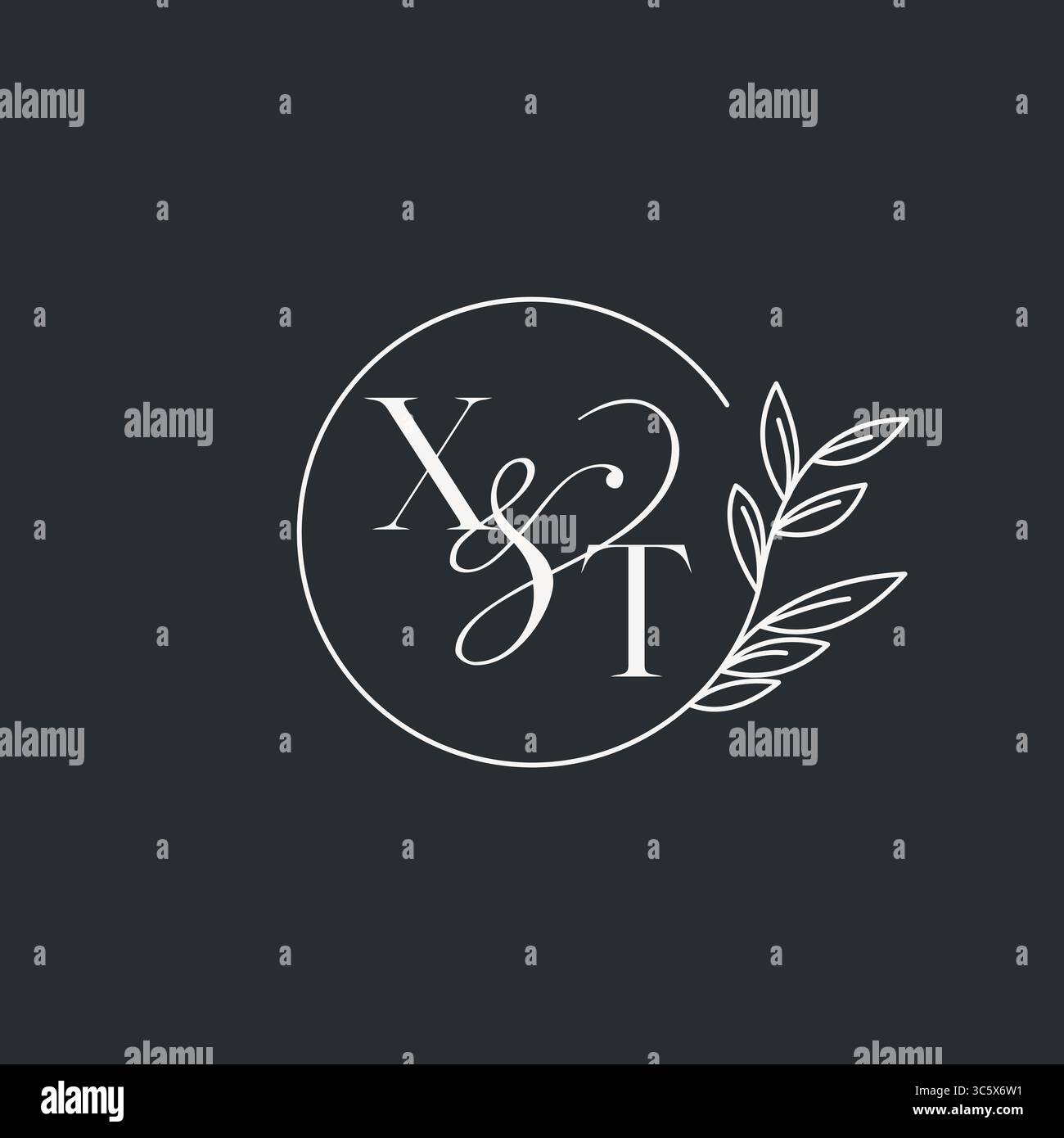 Wedding monogram initial XT design in an elegant and minimal style with ...