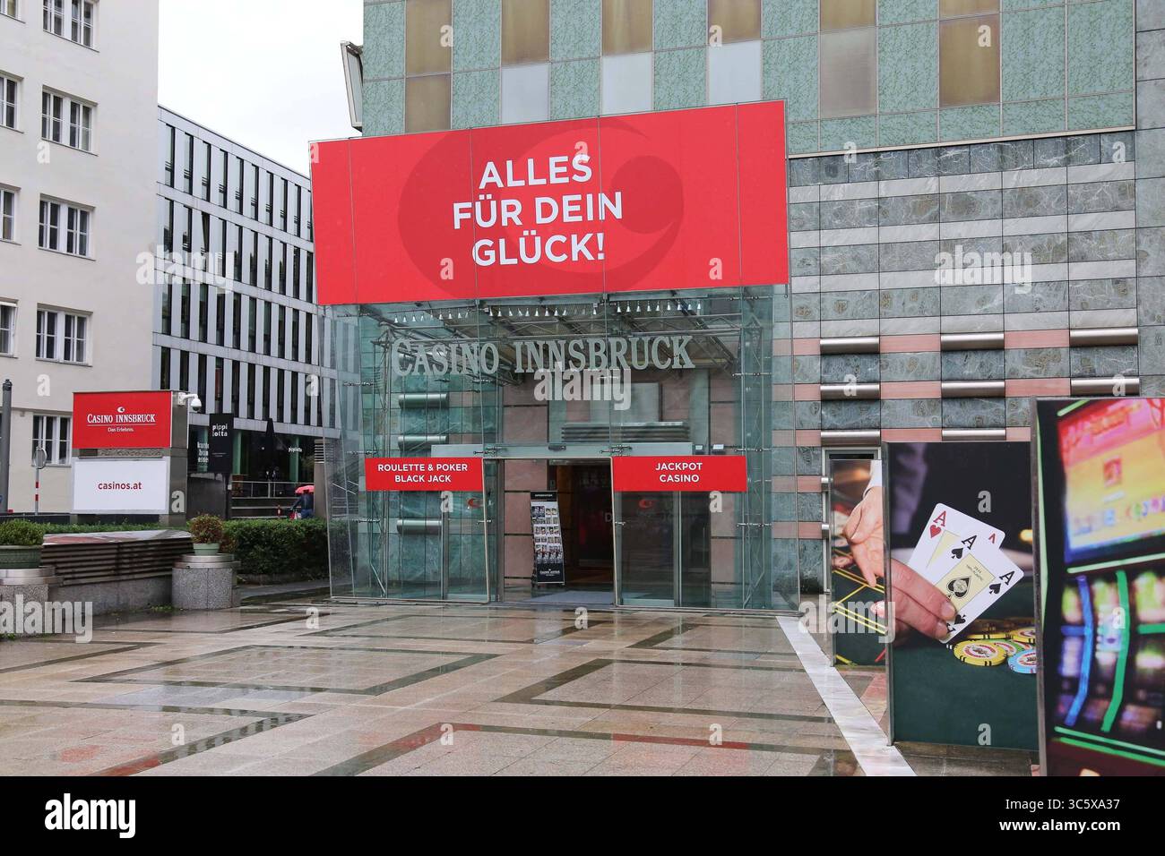 31.07.2025, Innsbruck, AUT, Unterwegs in Tirol, Symbolbild, Themenbild, Verschiedene Themenbilder, im Bild Casino, Innsbruck, Casinos Austria, Innsbruck, Tirol, *** 31 07 2025, Innsbruck, AUT, On the road in Tyrol, Symbol picture, Theme picture, Various theme pictures, in the picture Casino, Innsbruck, Casinos Austria, Innsbruck, Tyrol, Stock Photo