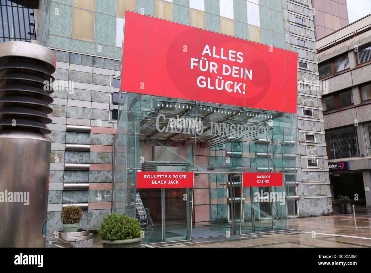 31.07.2025, Innsbruck, AUT, Unterwegs in Tirol, Symbolbild, Themenbild, Verschiedene Themenbilder, im Bild Casino, Innsbruck, Casinos Austria, Innsbruck, Tirol, *** 31 07 2025, Innsbruck, AUT, On the road in Tyrol, Symbol picture, Theme picture, Various theme pictures, in the picture Casino, Innsbruck, Casinos Austria, Innsbruck, Tyrol, Stock Photo