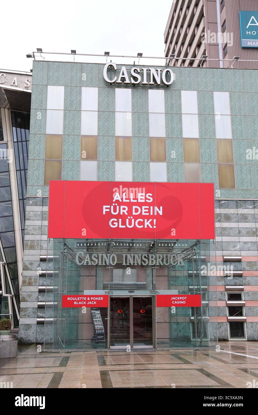 31.07.2025, Innsbruck, AUT, Unterwegs in Tirol, Symbolbild, Themenbild, Verschiedene Themenbilder, im Bild Casino, Innsbruck, Casinos Austria, Innsbruck, Tirol, *** 31 07 2025, Innsbruck, AUT, On the road in Tyrol, Symbol picture, Theme picture, Various theme pictures, in the picture Casino, Innsbruck, Casinos Austria, Innsbruck, Tyrol, Stock Photo