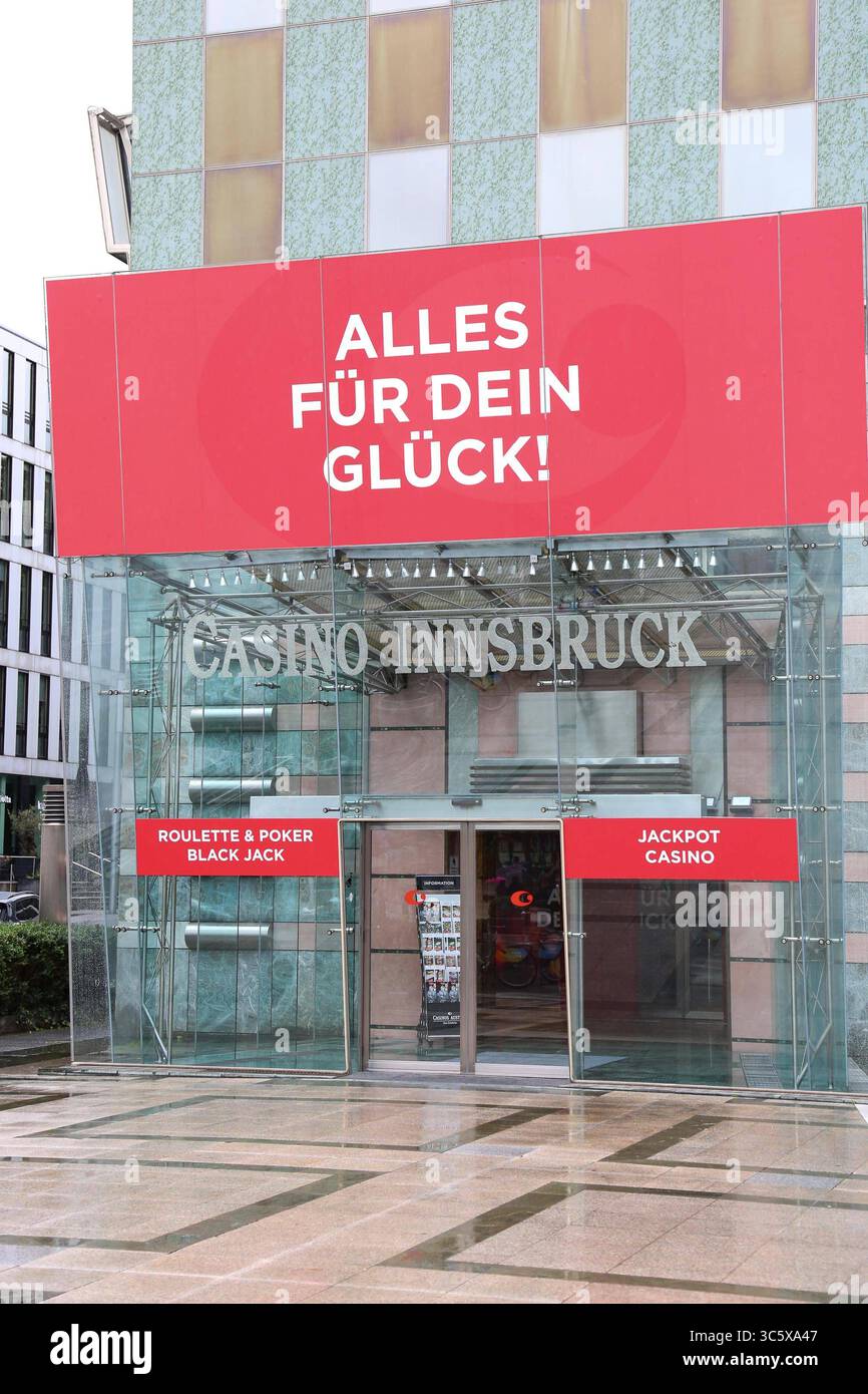 31.07.2025, Innsbruck, AUT, Unterwegs in Tirol, Symbolbild, Themenbild, Verschiedene Themenbilder, im Bild Casino, Innsbruck, Casinos Austria, Innsbruck, Tirol, *** 31 07 2025, Innsbruck, AUT, On the road in Tyrol, Symbol picture, Theme picture, Various theme pictures, in the picture Casino, Innsbruck, Casinos Austria, Innsbruck, Tyrol, Stock Photo