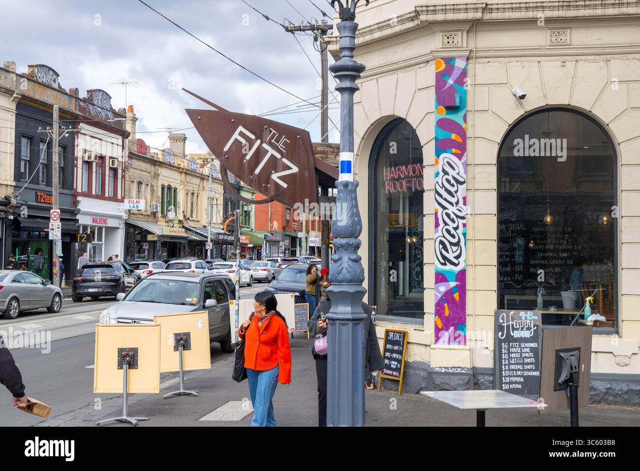 Fitzroy, Melbourne, Australia, The Fitz restaurant and bar on Brunswick street in this hip and cool Melbourne suburb Stock Photo