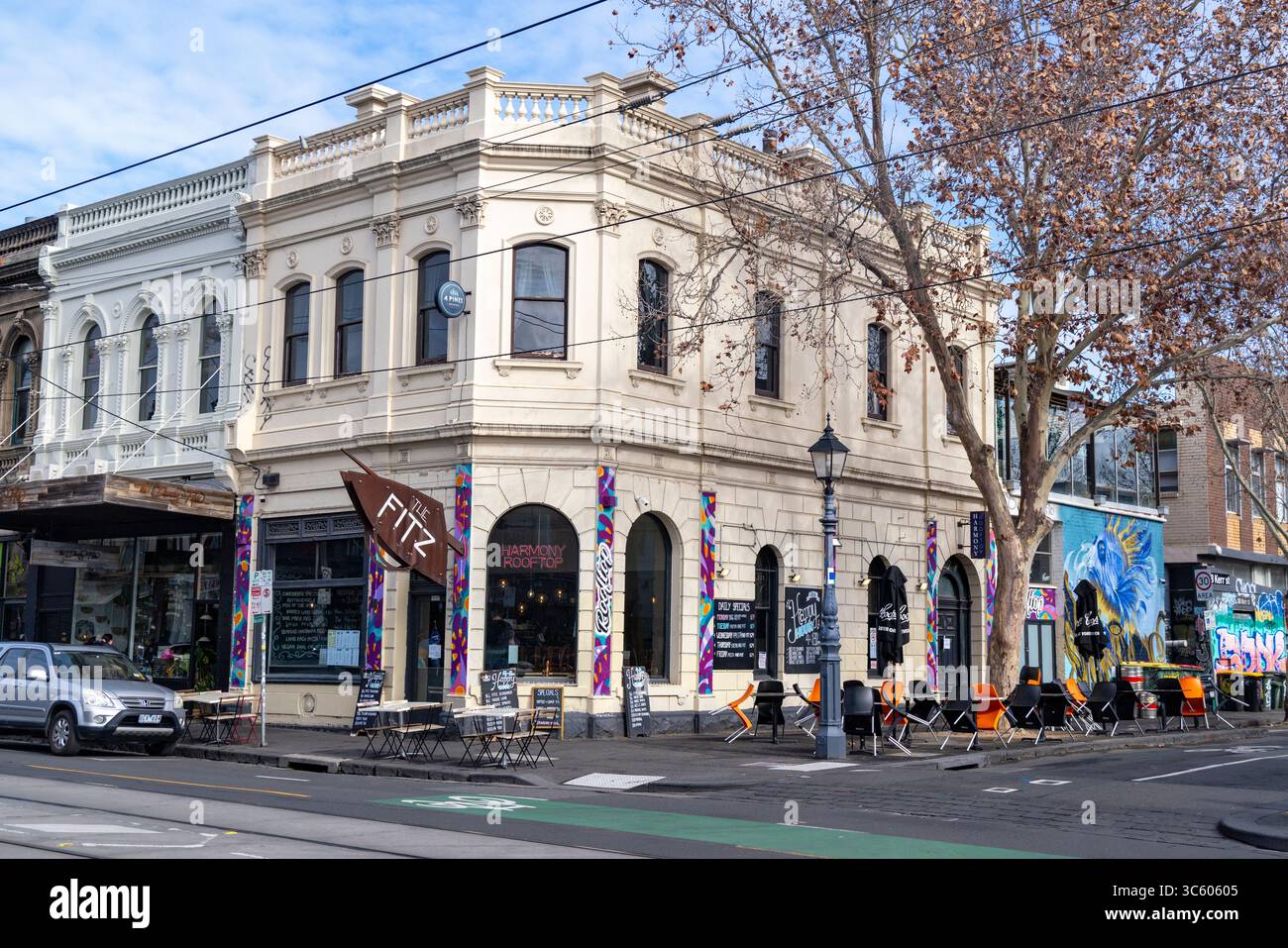 Fitzroy, Melbourne, Australia, The Fitz restaurant and bar on Brunswick street in this hip and cool Melbourne suburb Stock Photo