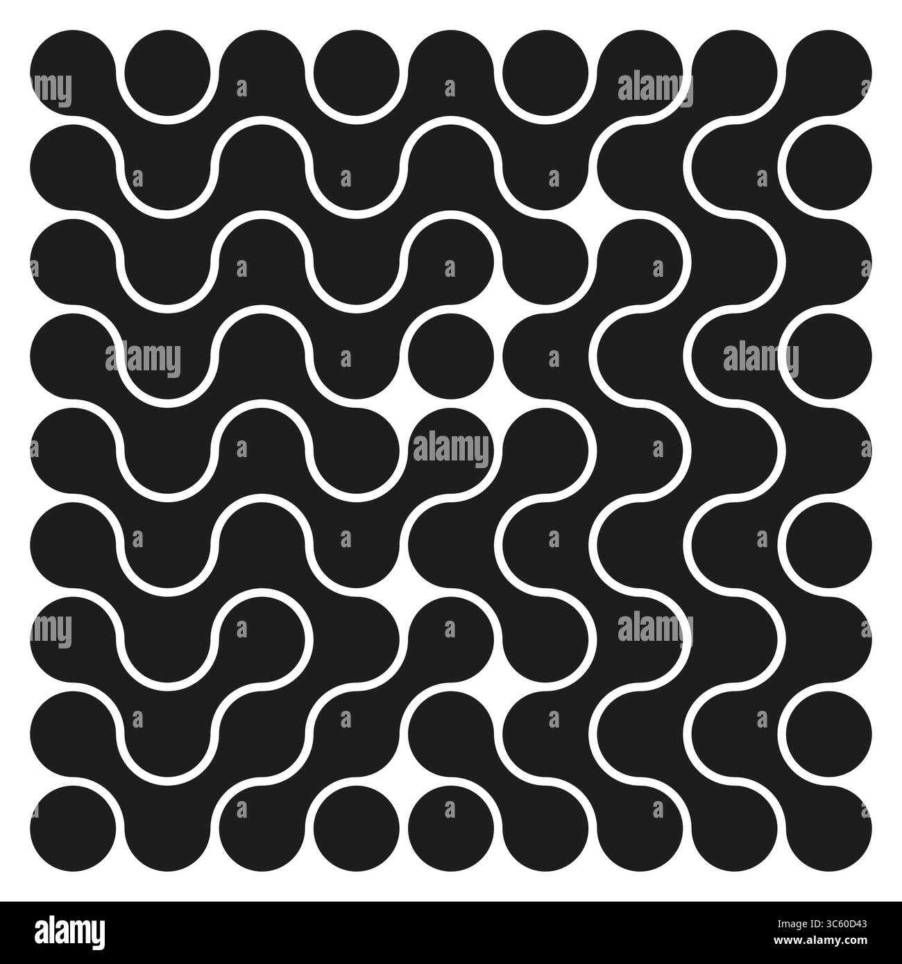 Abstract curved pattern. Monochrome labyrinth grid. Organic shape Vector. Interlocking line texture. Stock Vector